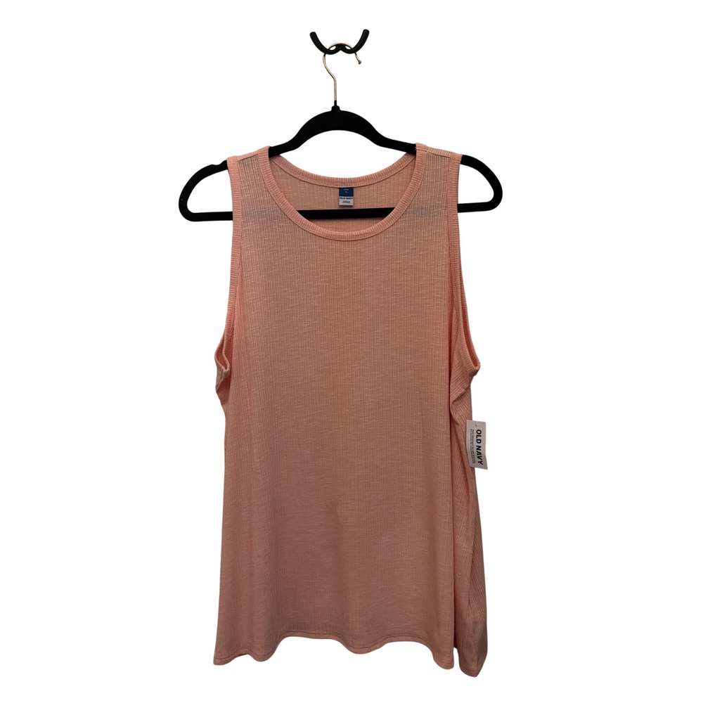 Old Navy Luxe Ribbed Tank Top Peach Heather Sleeveless Crew Neck XL New